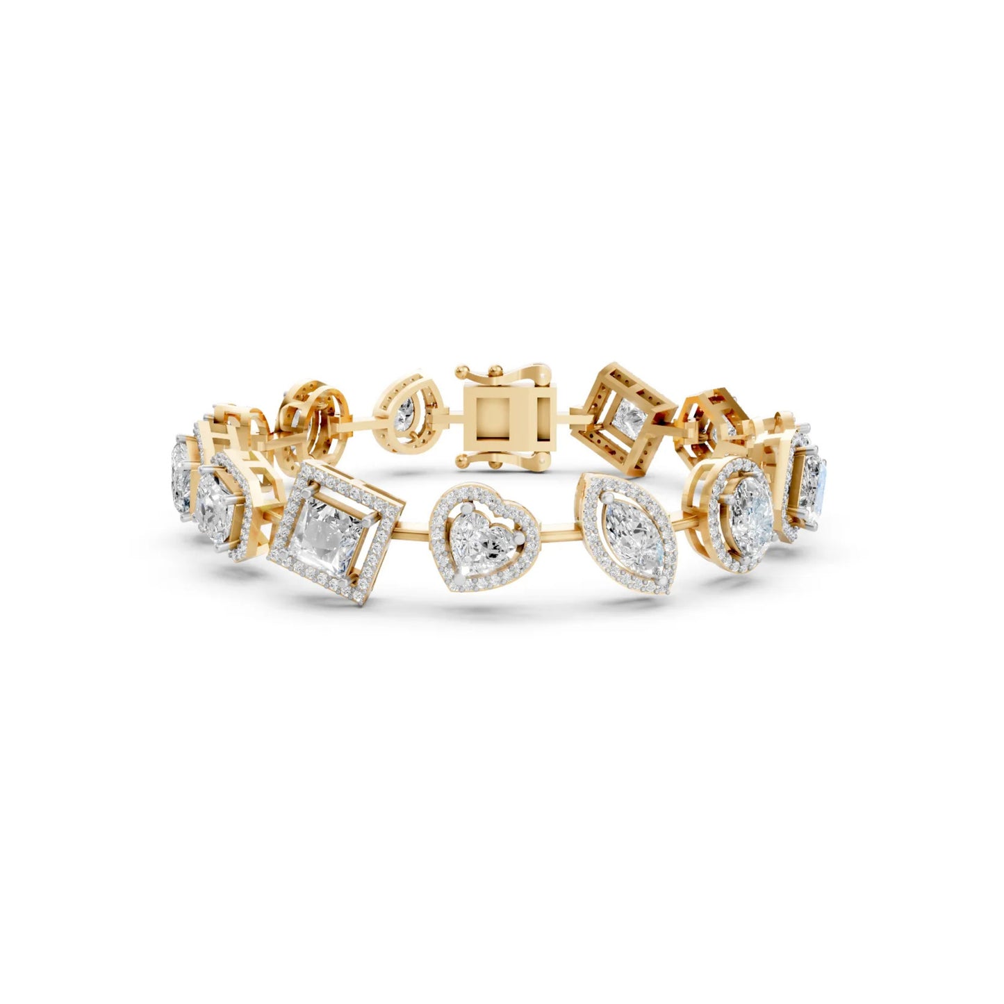 Statement Bracelet with Asscher & Fancy-Cut Diamonds Yellow Gold