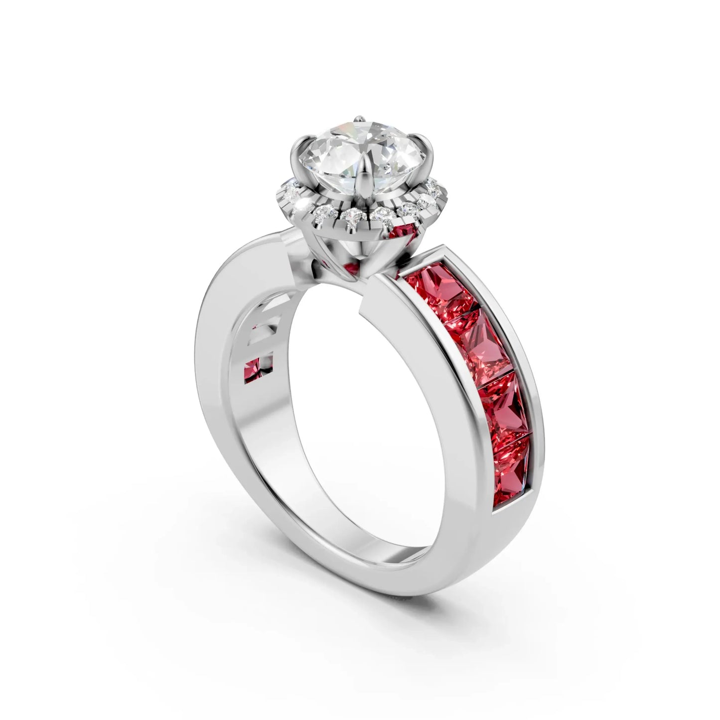 Ruby Channel Solitaire Ring White Gold
