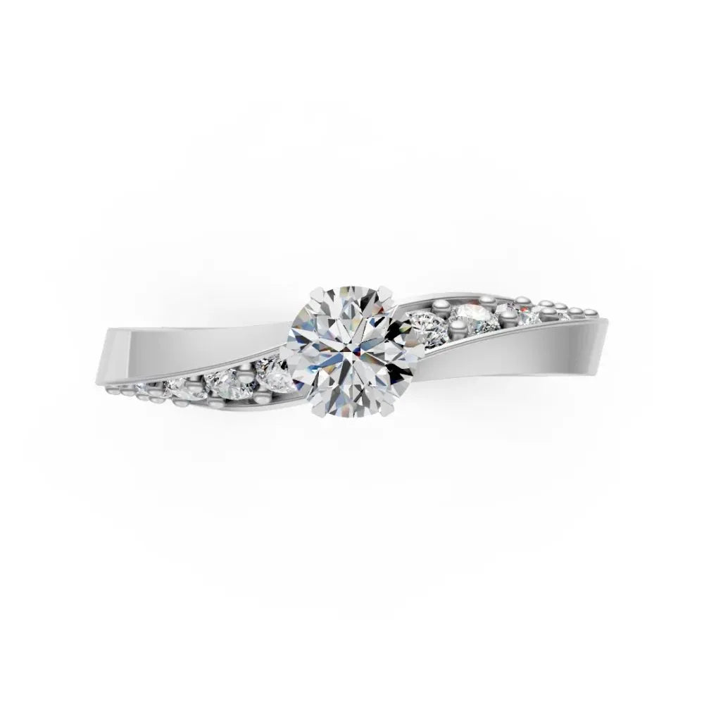 Modern Spark Solitaire Ring White Gold