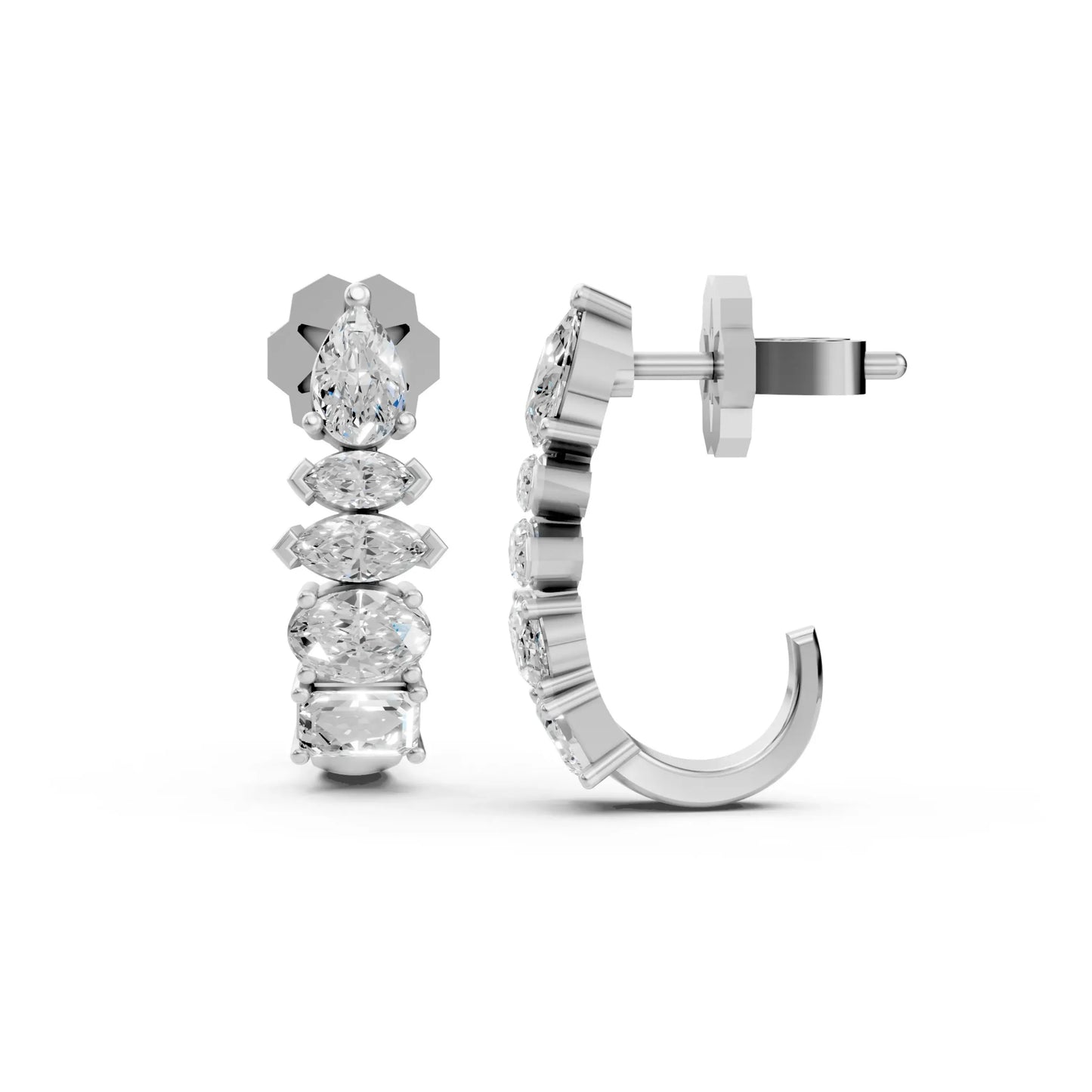 Linear Diamond Dangle Earrings White Gold