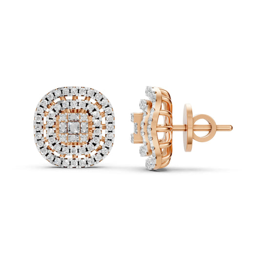 Vintage-Inspired Diamond Stud Earrings Rose Gold