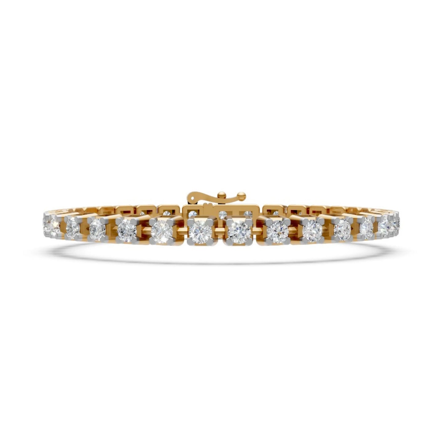 Round Brilliant Diamond Tennis Bracelet Yellow Gold 