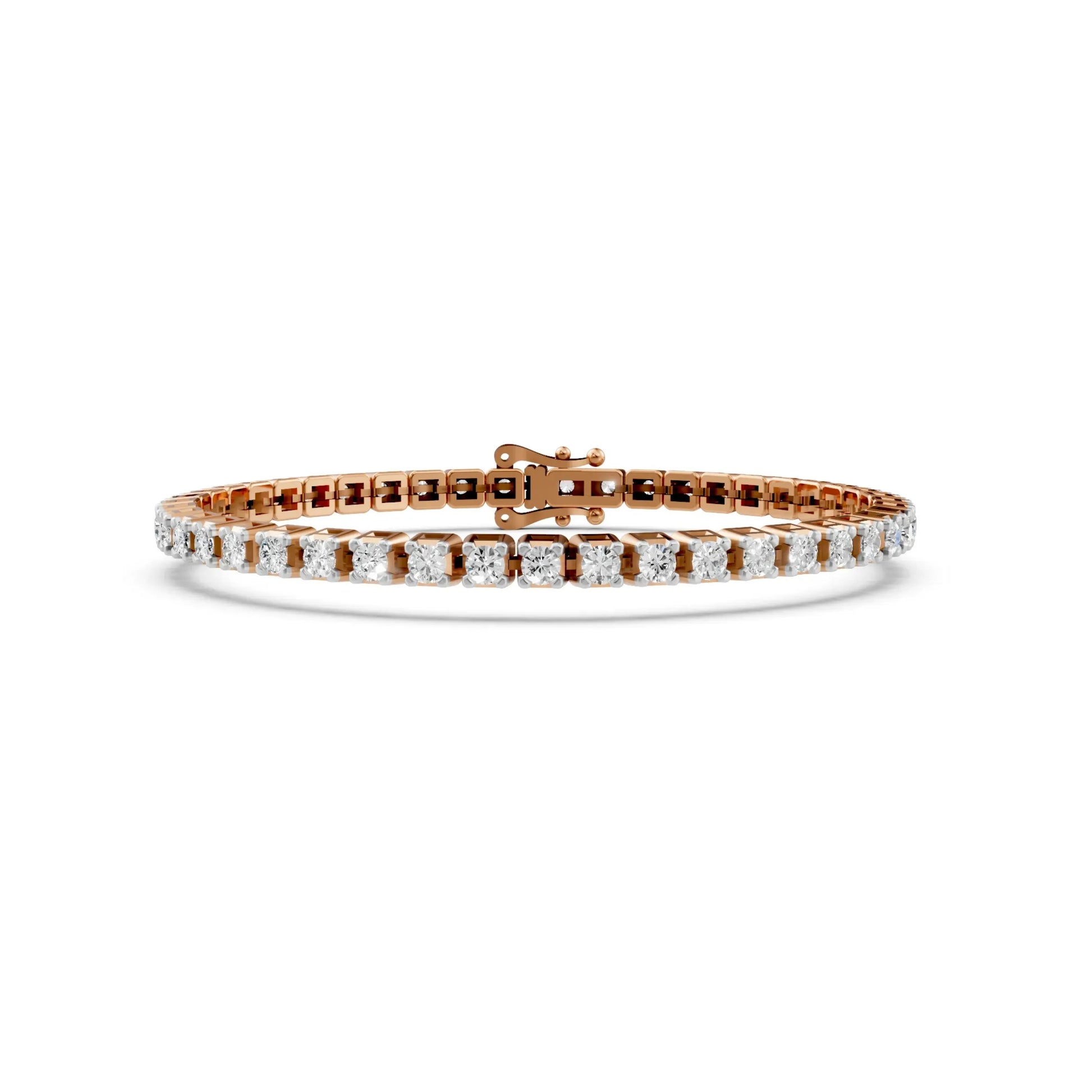 Elegant Round Diamond Tennis Bracelet Rose Gold
