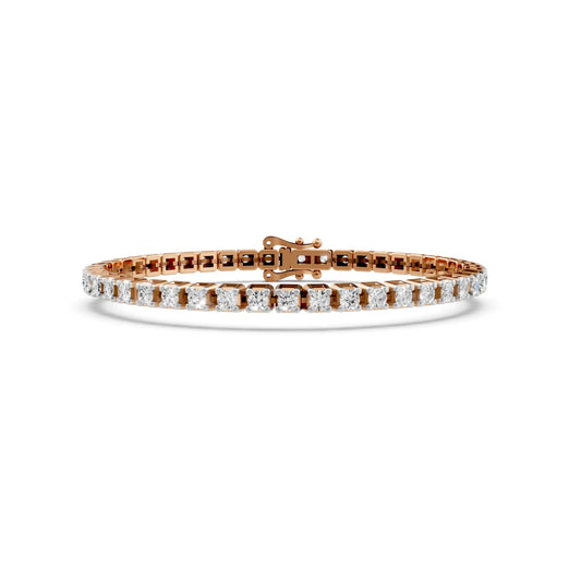 Elegant Round Diamond Tennis Bracelet Rose Gold