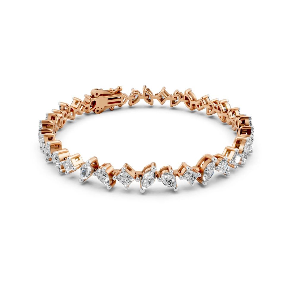 Multi-Shape Diamond Tennis Bracelet Rose Gold