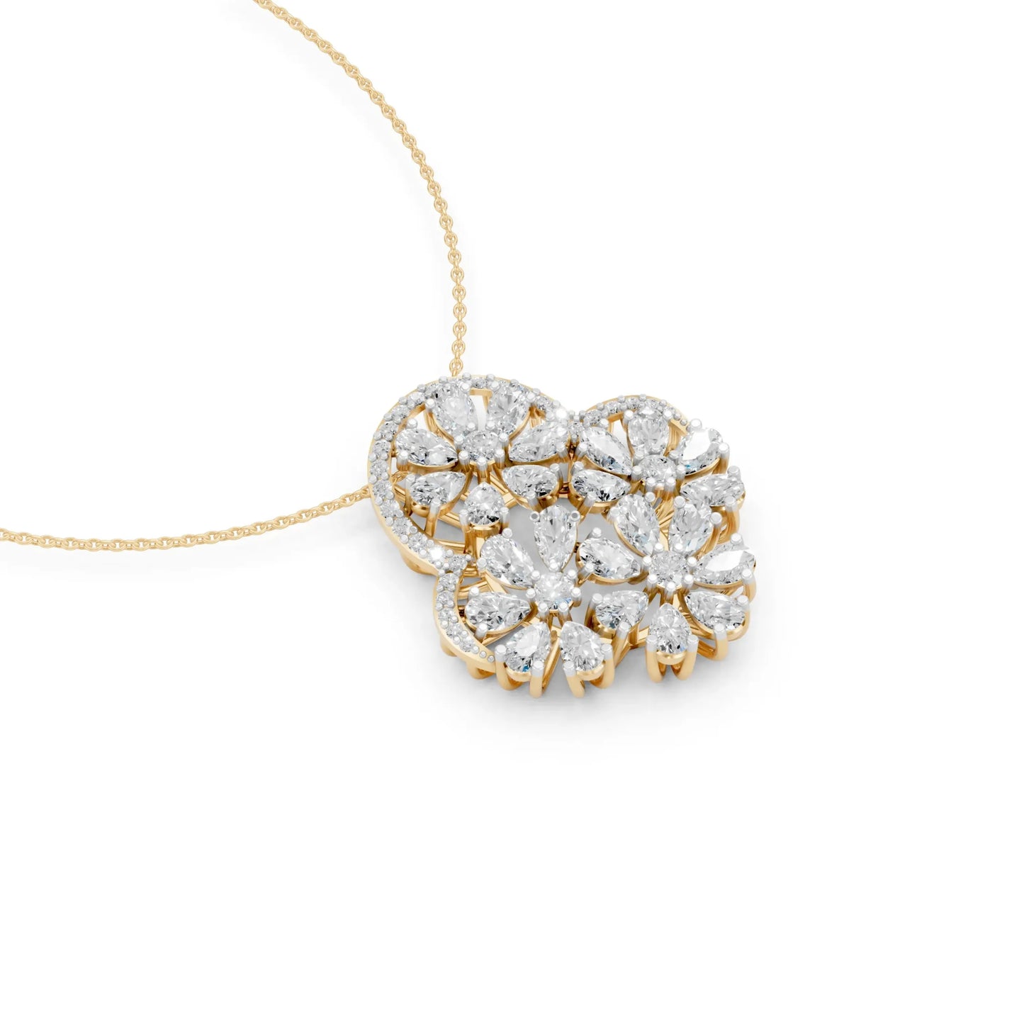 Floral Cluster Pendant Yellow Gold