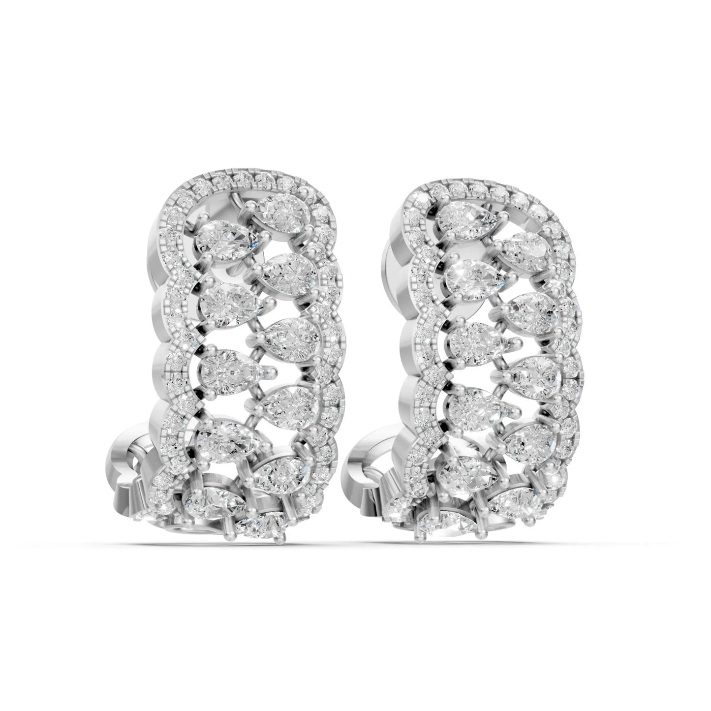 Pear Half-Hoop Earrings White Gold