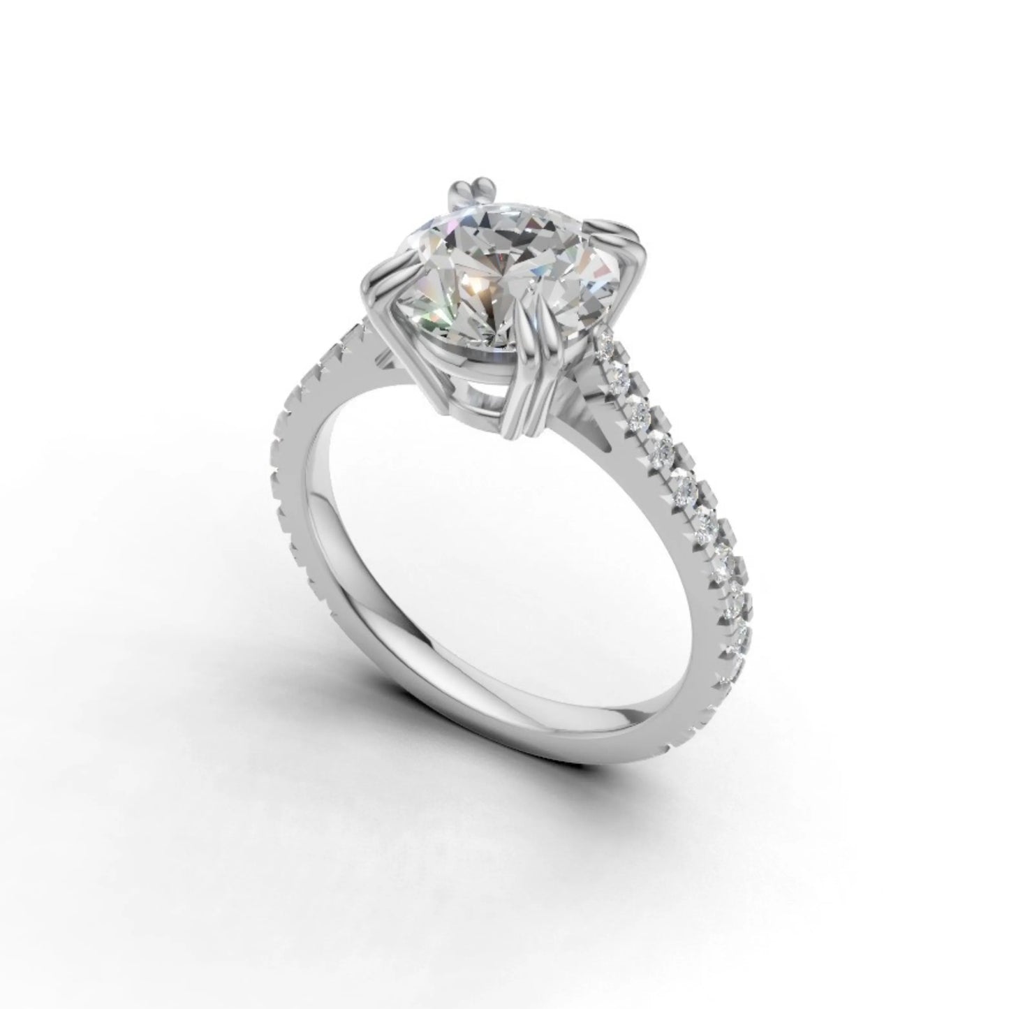 Radiant Pavé Solitaire Ring White Gold