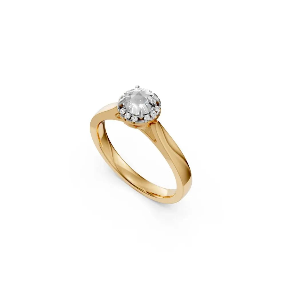 Hidden Heart Round Solitaire Ring Yellow Gold