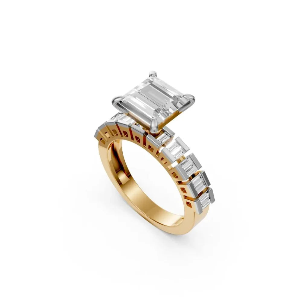 Radiant Edge Princess Cut Ring Yellow Gold