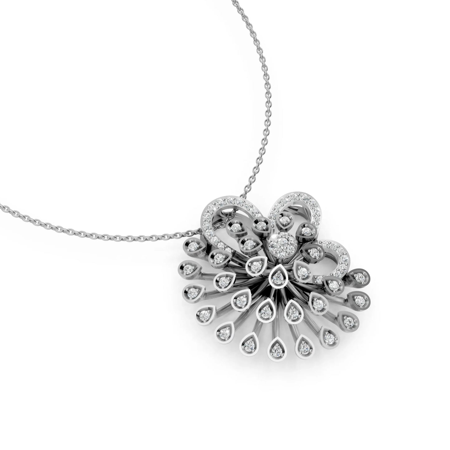 Floral Burst Pendant White Gold