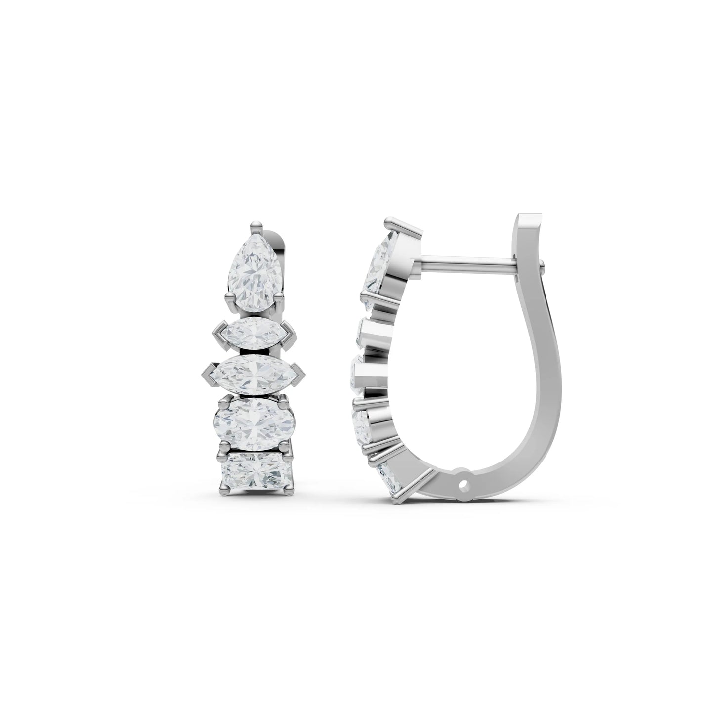 Elegant Diamond Hoop Earrings White Gold