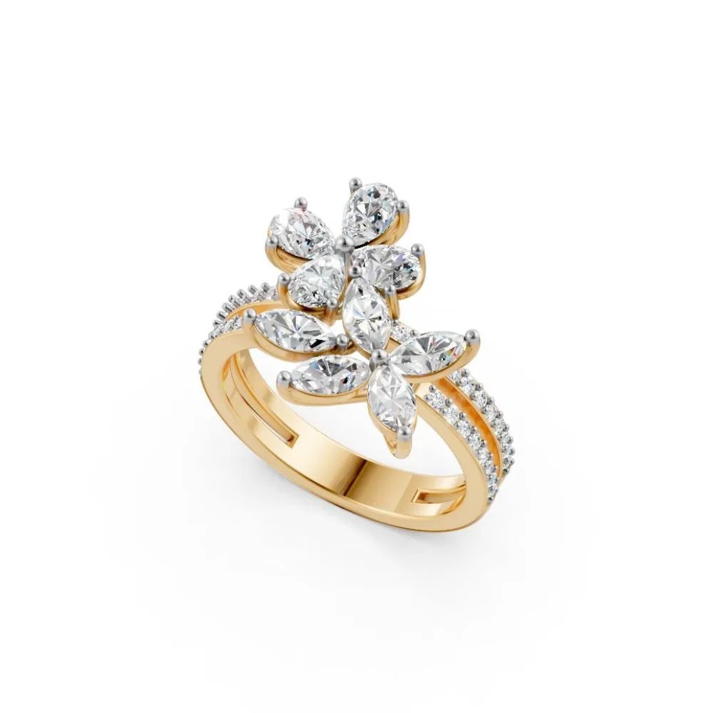 BlossomGlow Marquise Diamond Ring Yellow Gold