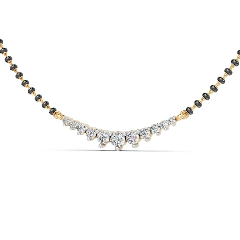 Elegant Lab-Grown Diamond Mangalsutra with Classic Round Settings Yellow Gold