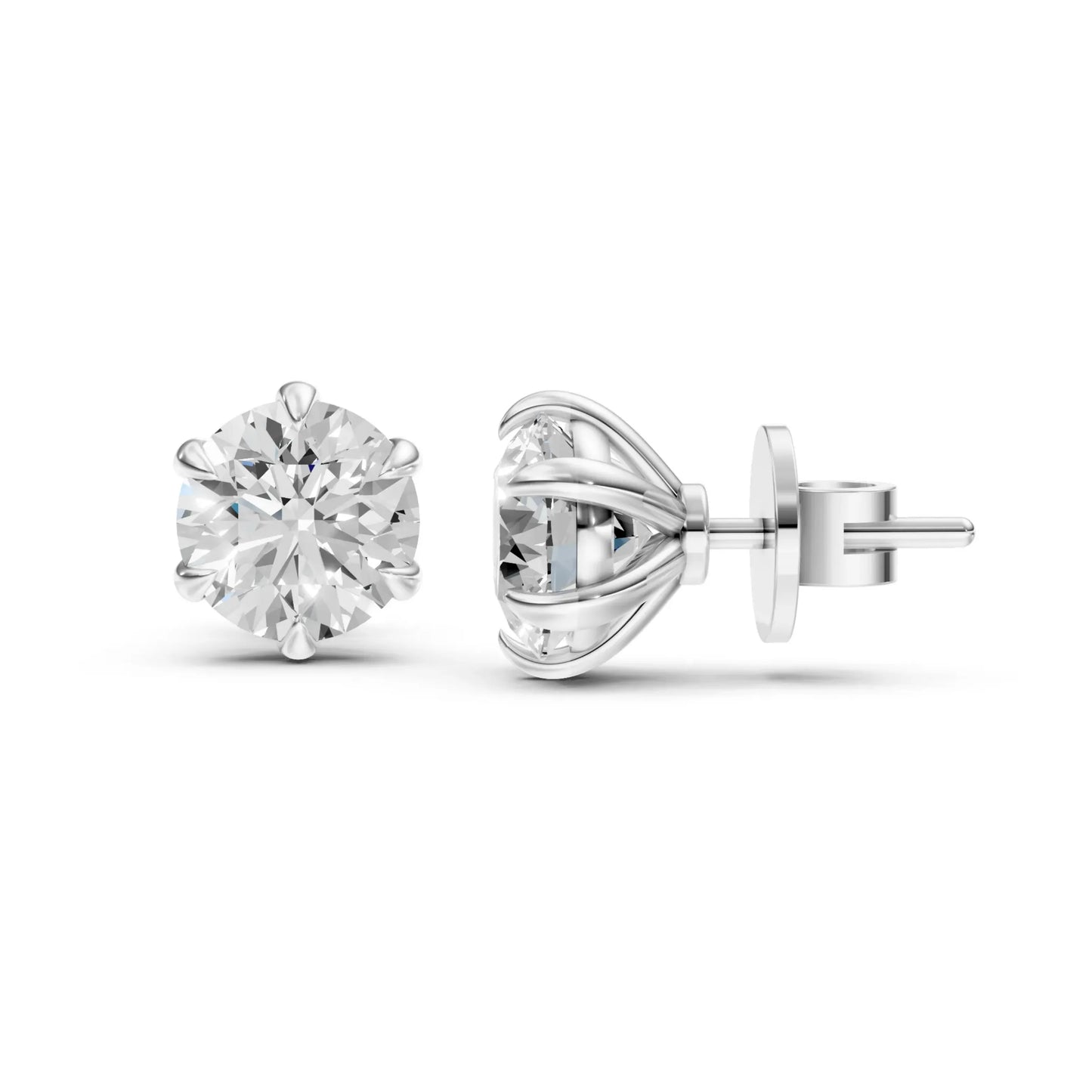 Round Diamond Stud Earrings White Gold