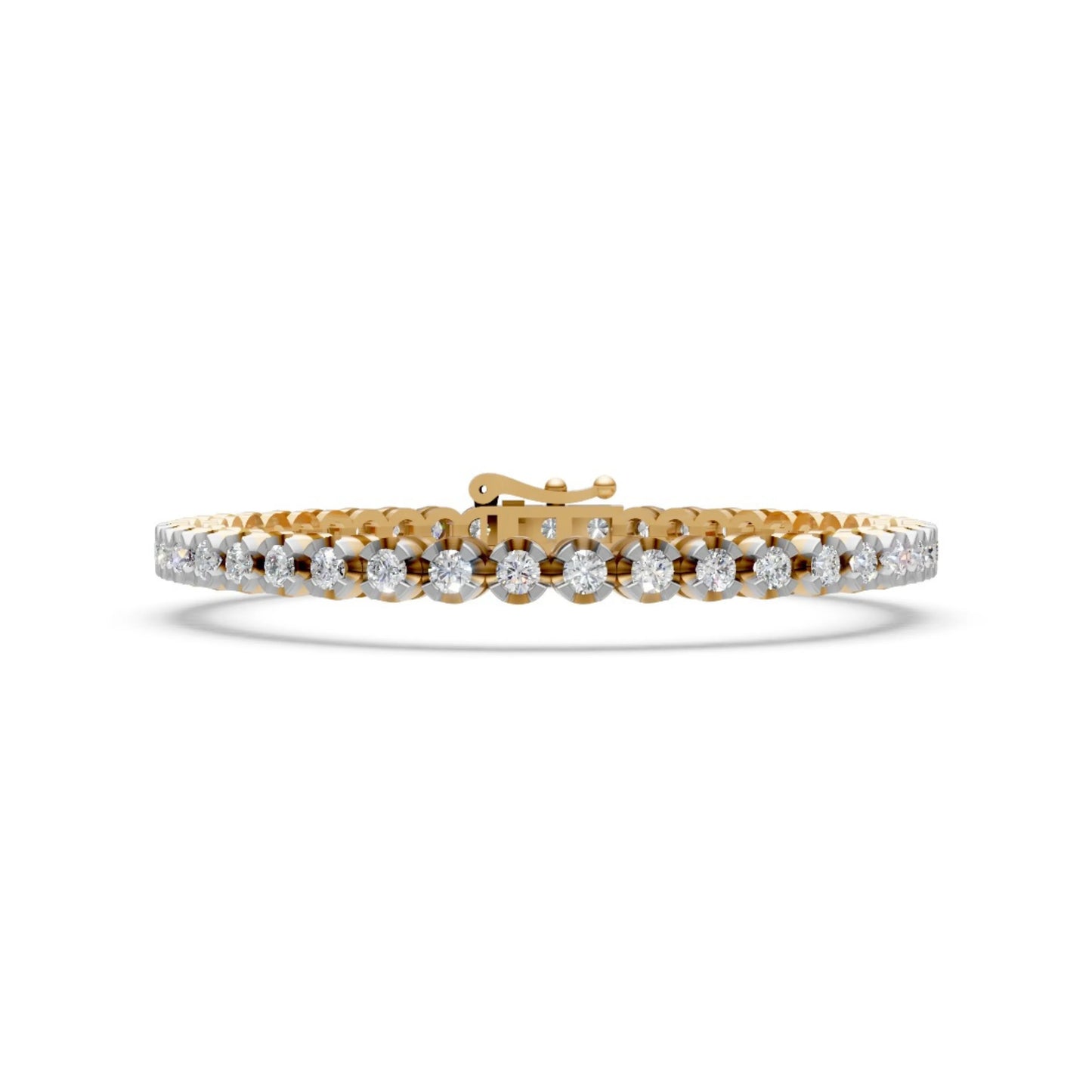 Round Diamond Tennis Bracelet Yellow Gold
