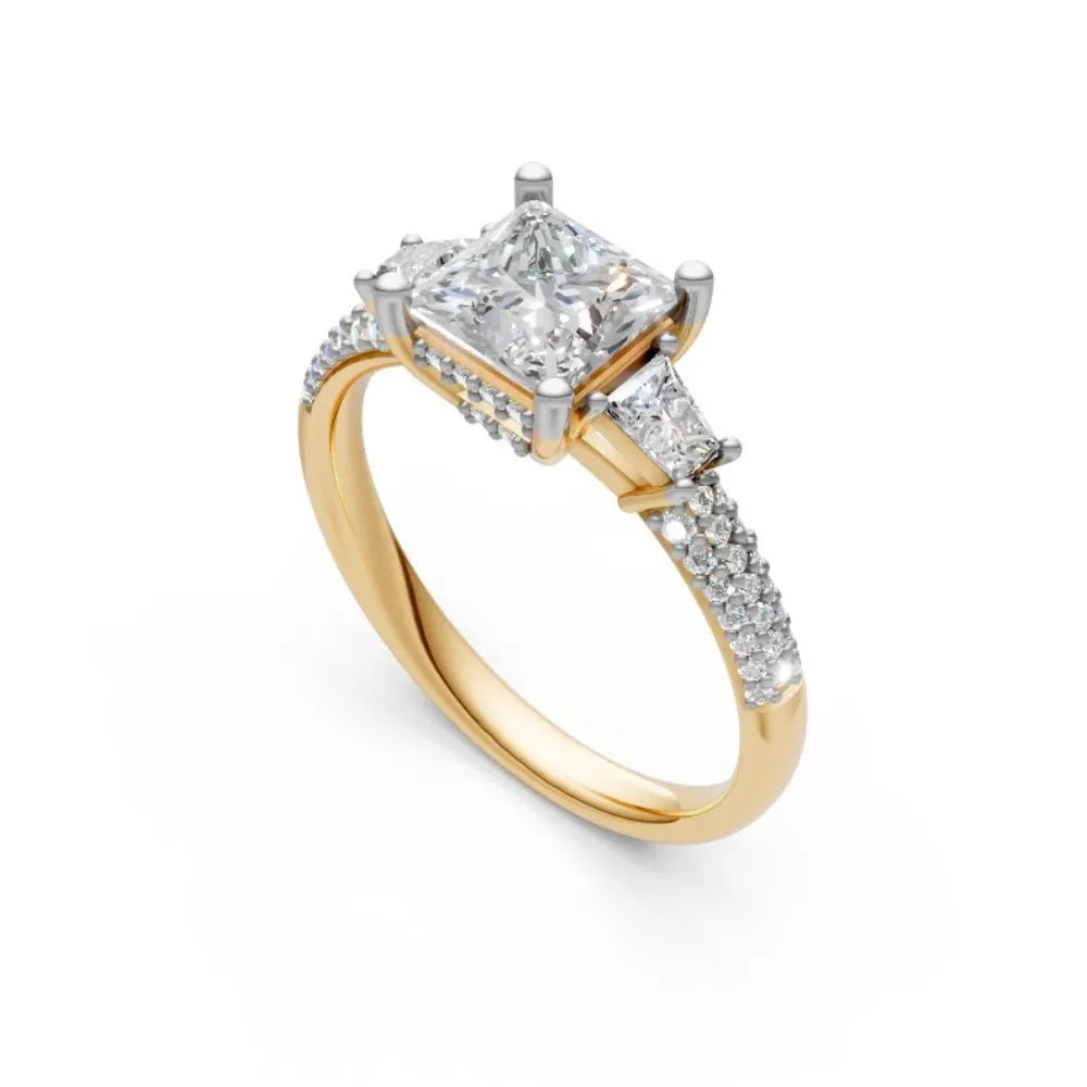 RegalEdge Princess Cut Ring Yellow Gold