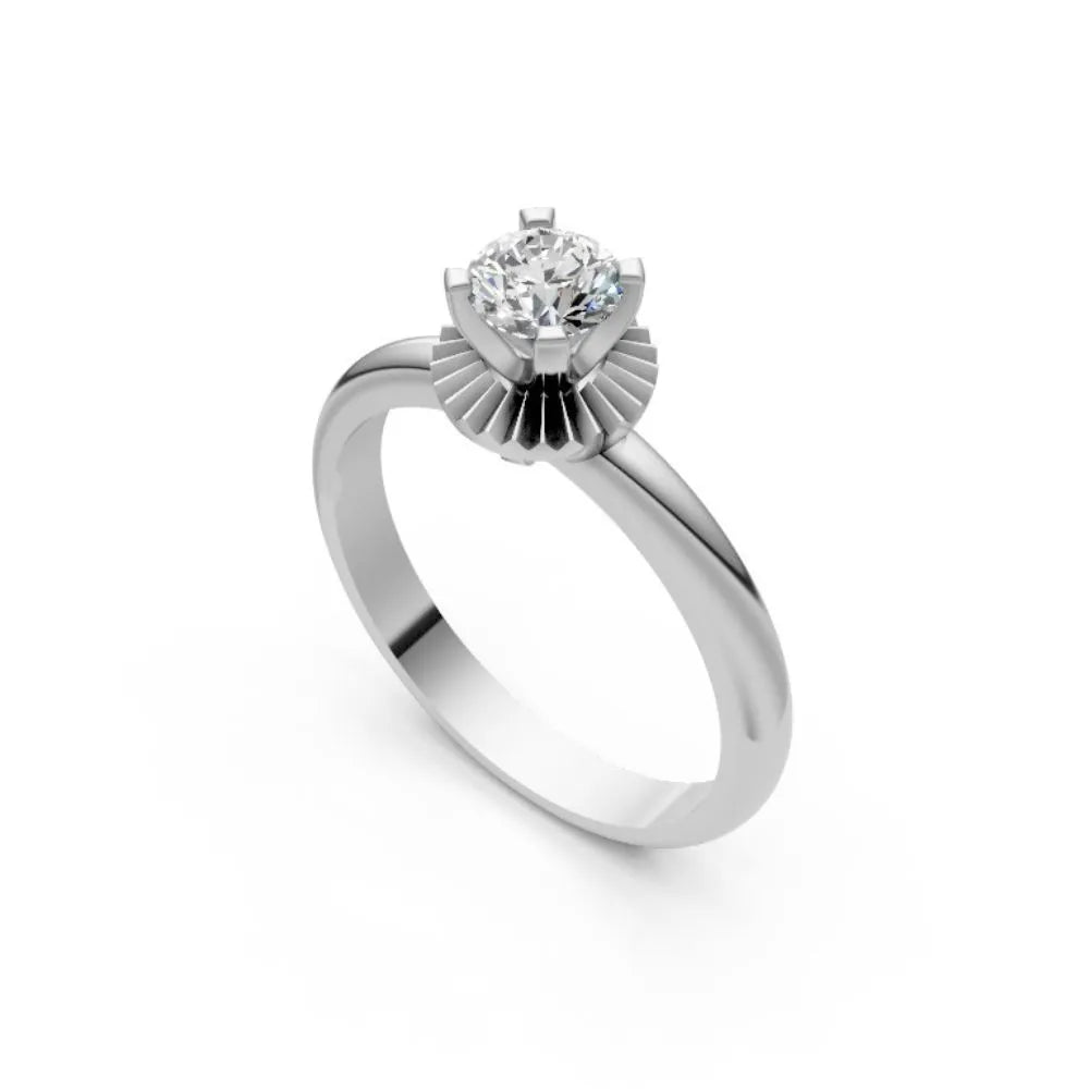 Pleated Grace Solitaire Ring White Gold