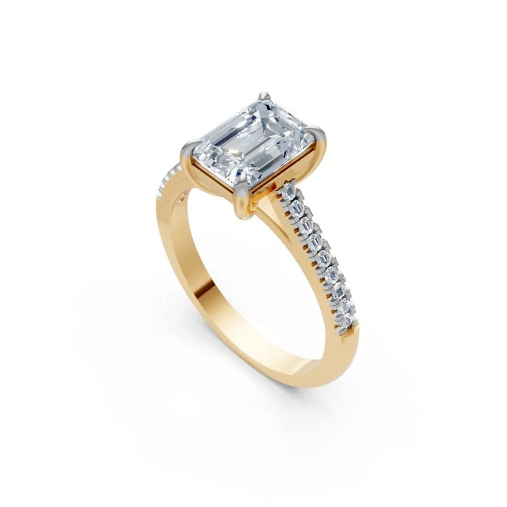 SleekGlam Emerald Solitaire Ring Yellow Gold