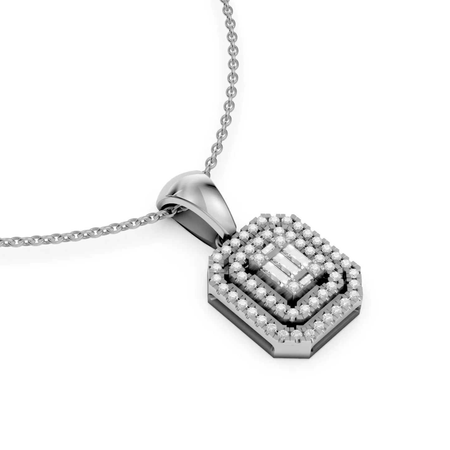 Emerald Halo Pendant White Gold