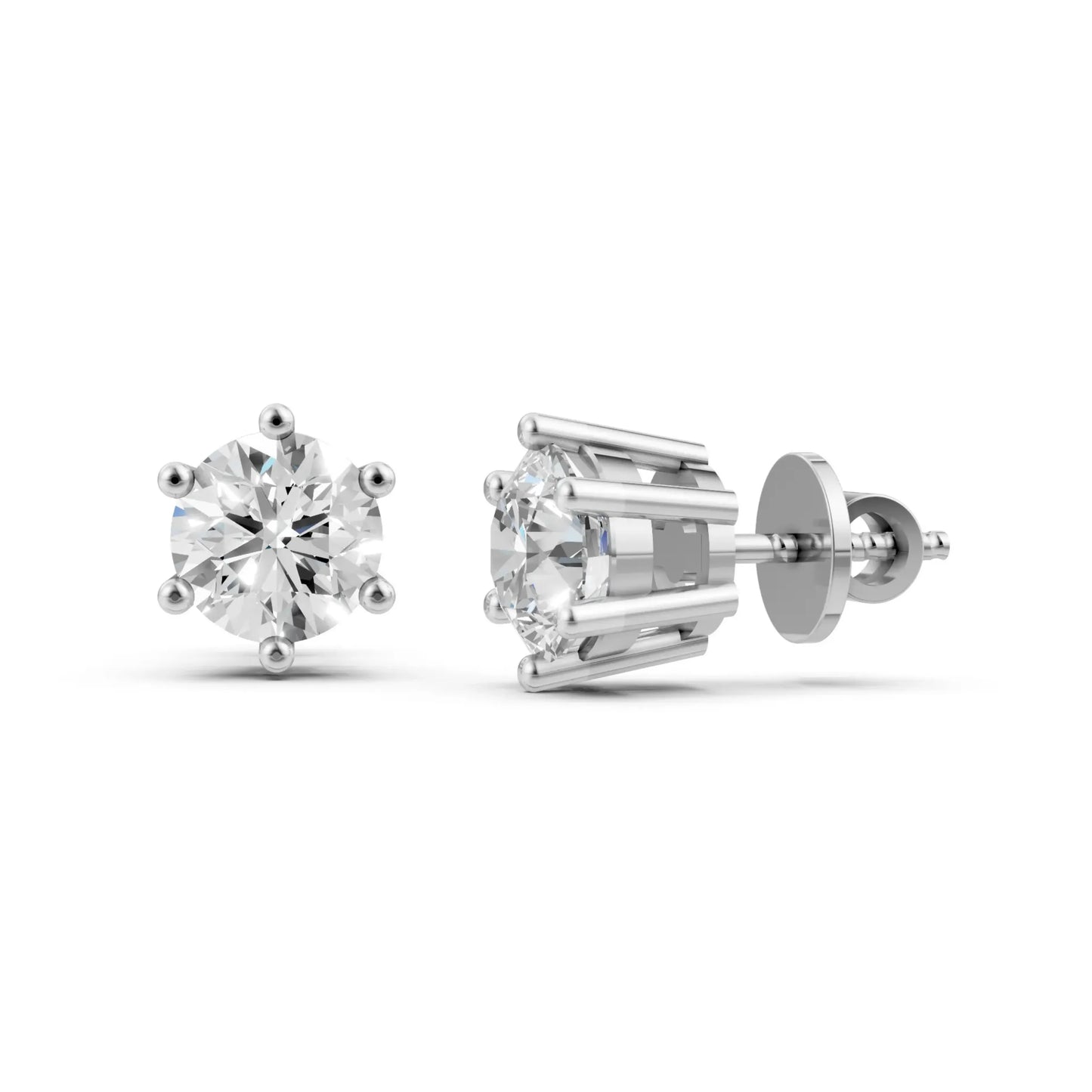 Round Solitaire Stud Earrings White Gold