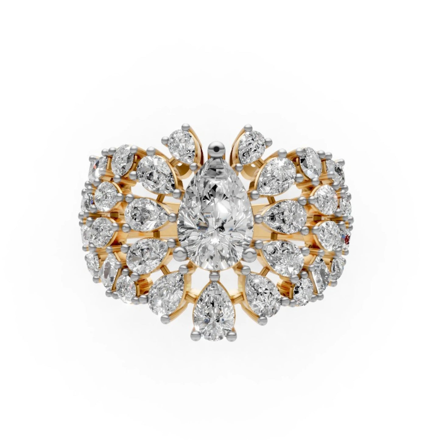 Couture Tiered Diamond Cluster Ring Yellow Gold