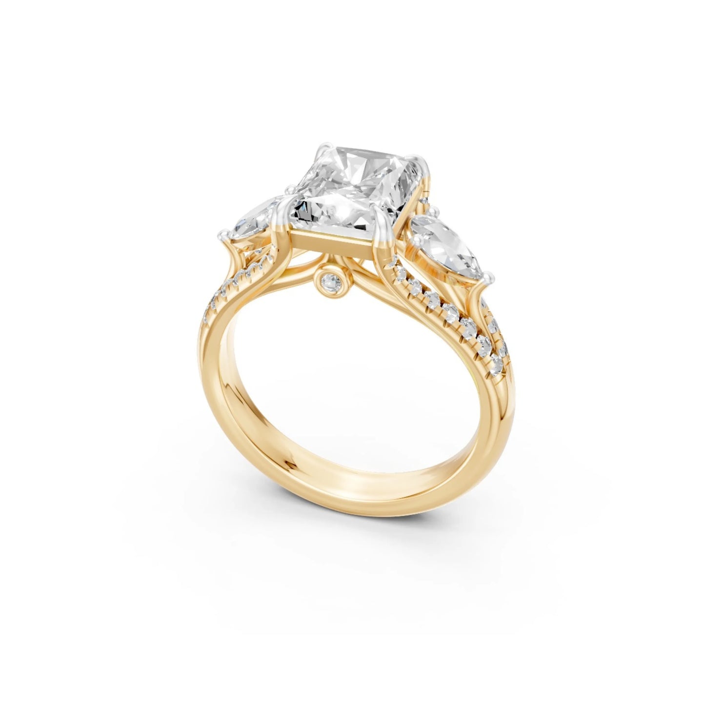 TriadGrace Princess & Pear Ring Yellow Gold