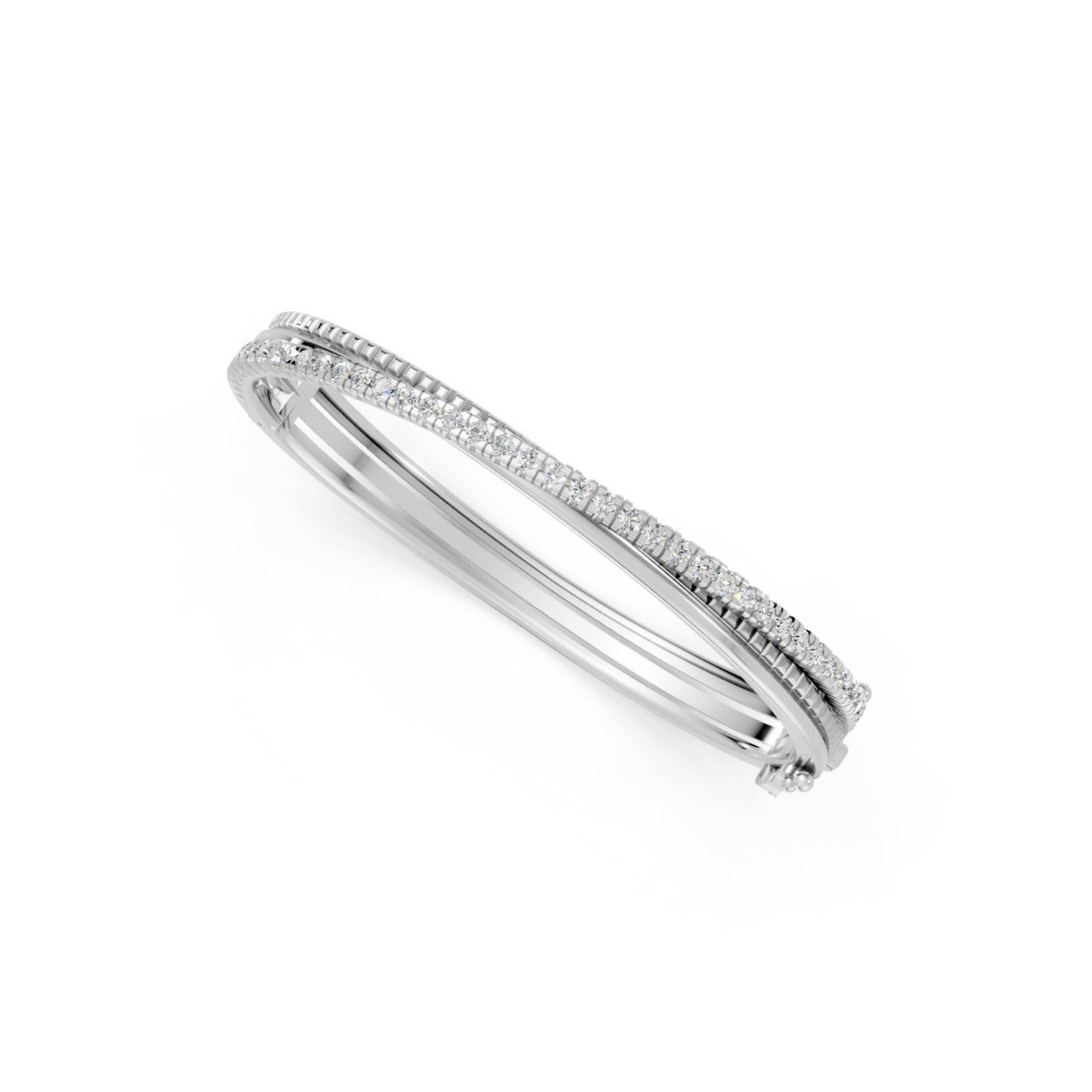 Contemporary Triple-Band Diamond Bangle White Gold