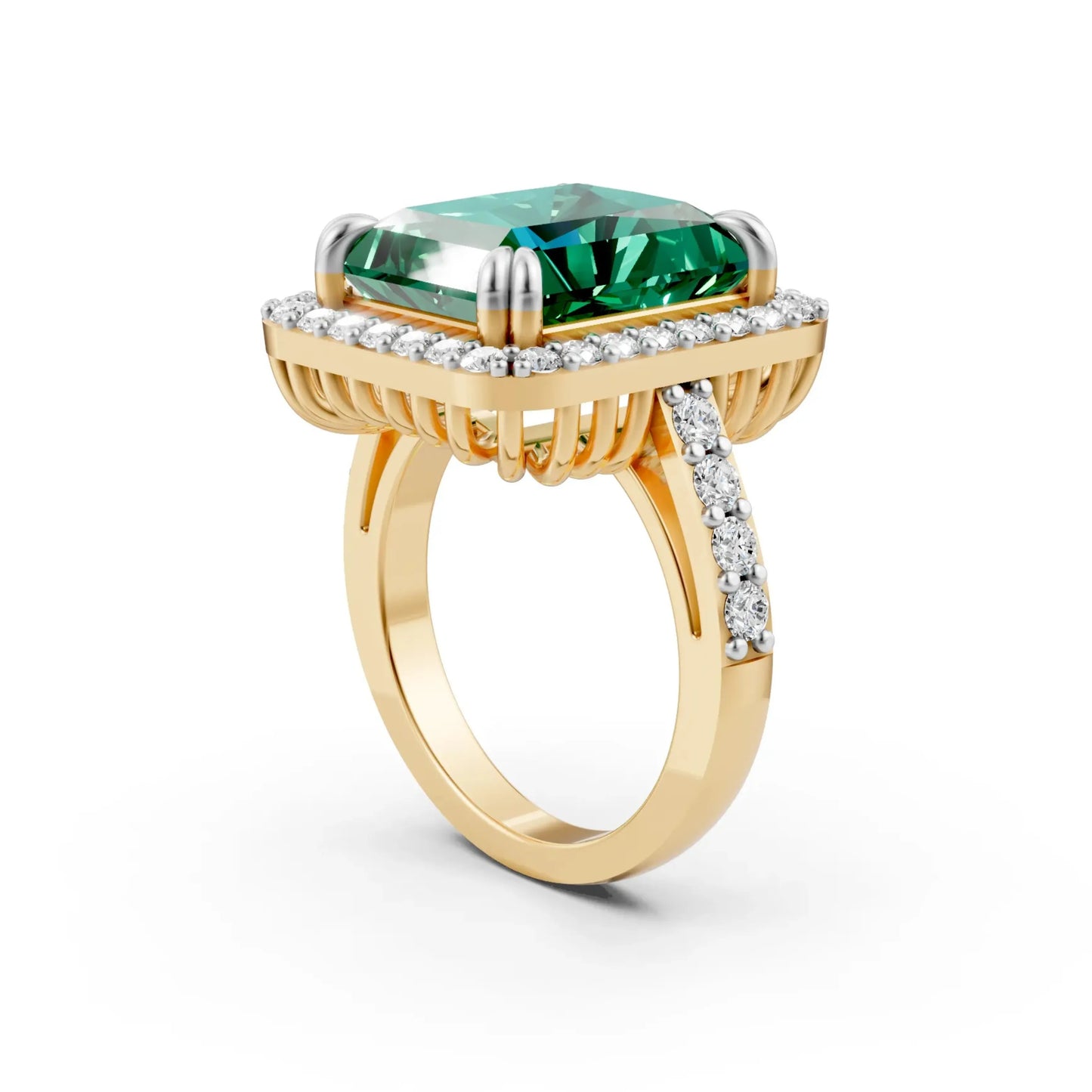 Cushion Halo Statement Ring Yellow Gold