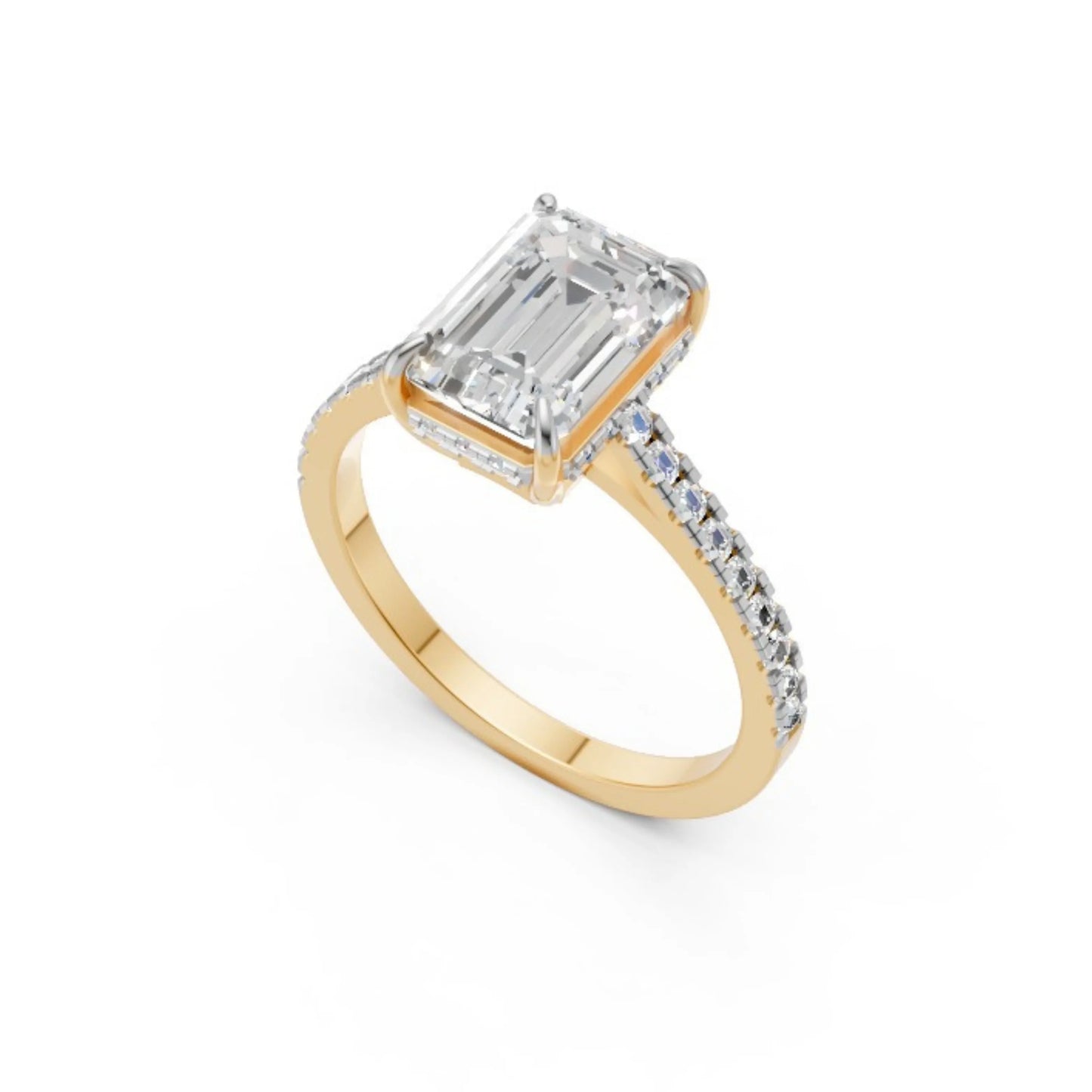 EternaLine Pavé Emerald Ring Yellow Gold