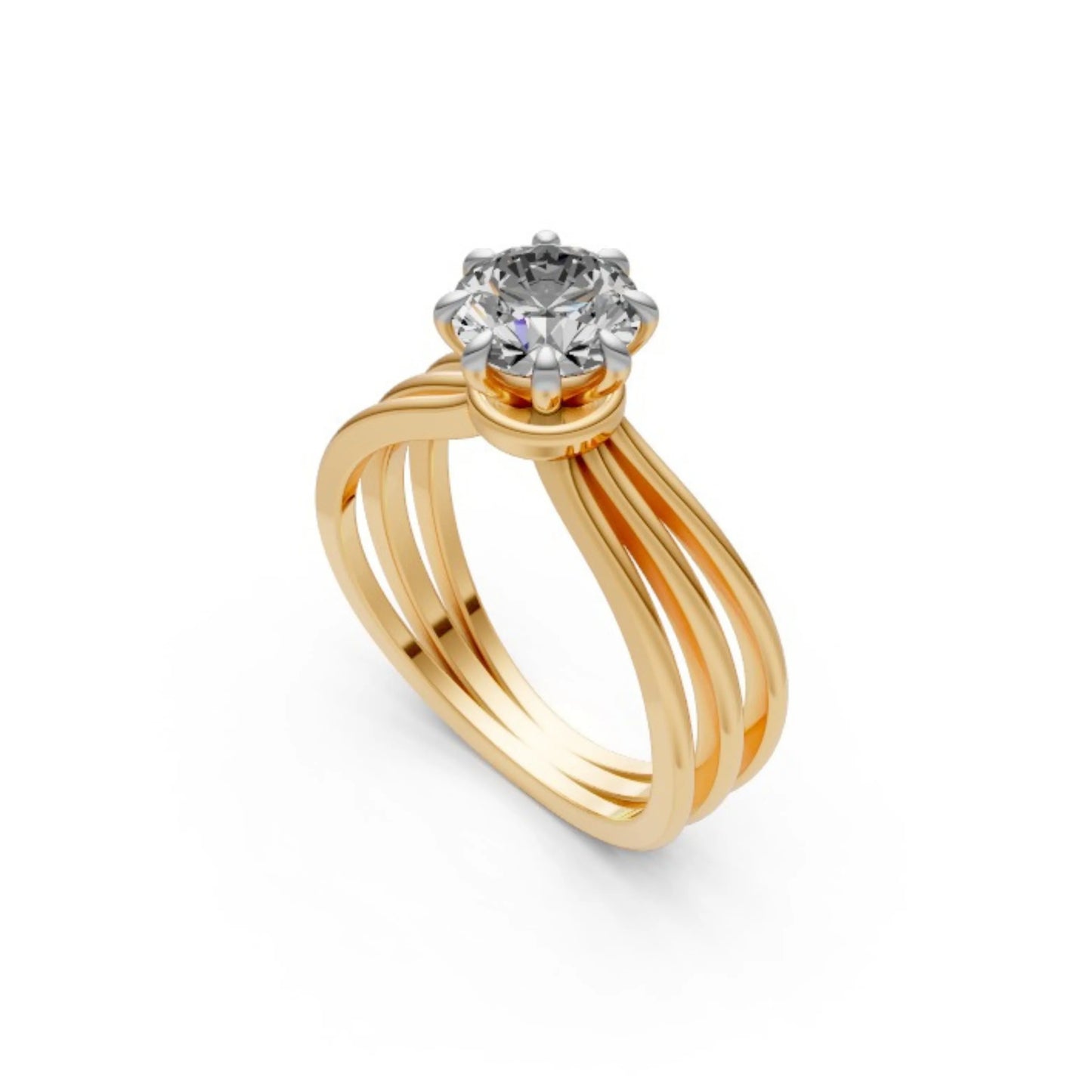 SplitShine Solitaire Ring Yellow Gold