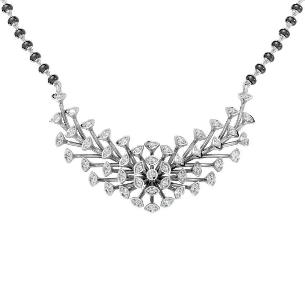 Contemporary Diamond Floral Mangalsutra with Marquise Accents White Gold