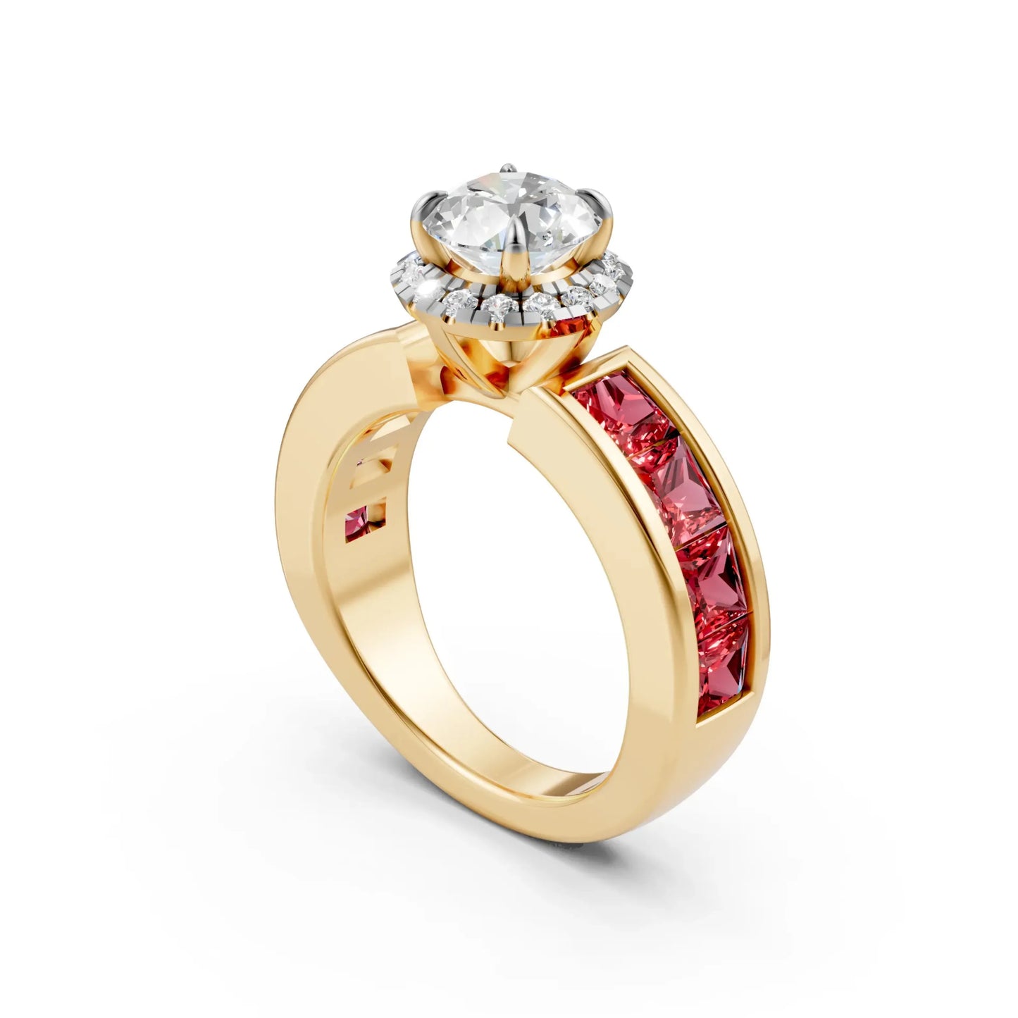 Ruby Channel Solitaire Ring Yellow Gold