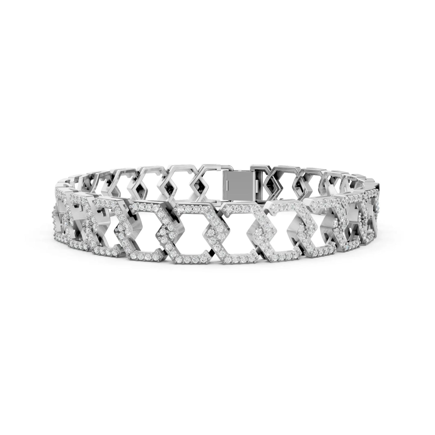 Geometric Link Diamond Bracelet White Gold