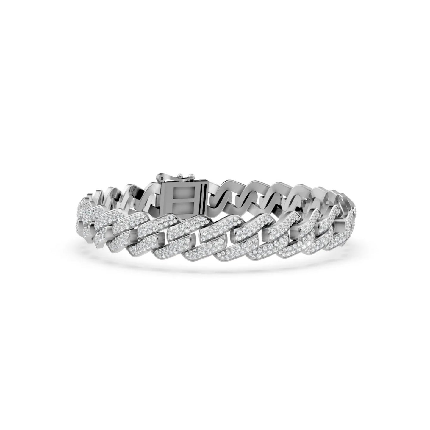 Cuban Link Lab-Grown Diamond Bracelet White Gold