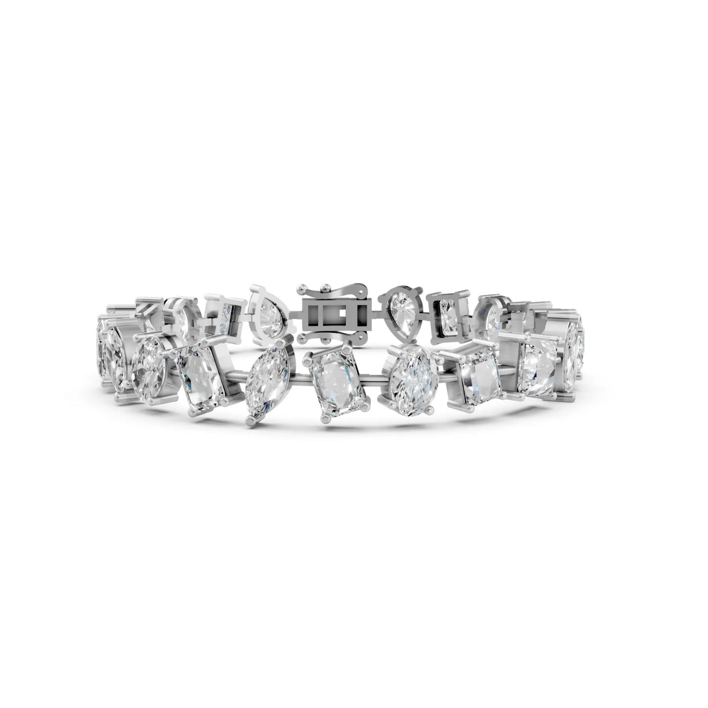 Elegant Multi-Shape Diamond Bracelet White Gold