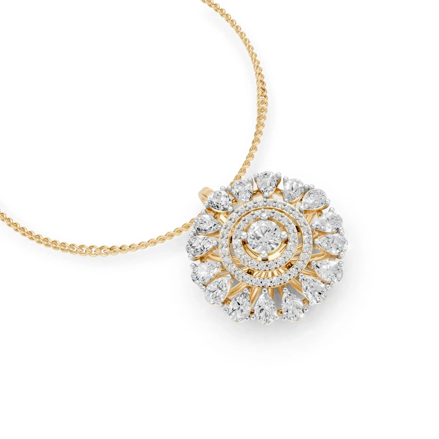 Grand Halo Pendant Yellow Gold