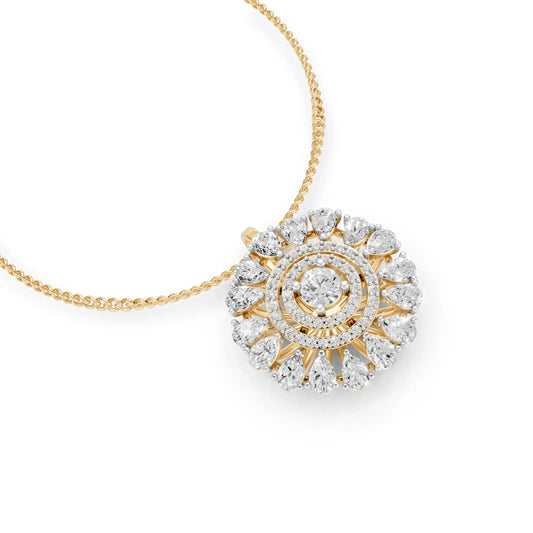 Grand Halo Pendant Yellow Gold