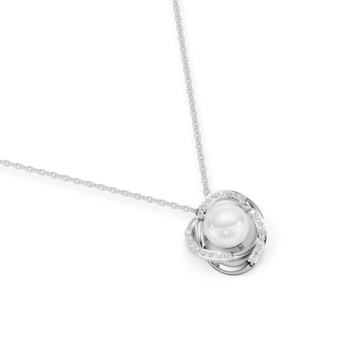 Pearl Halo Pendant White Gold