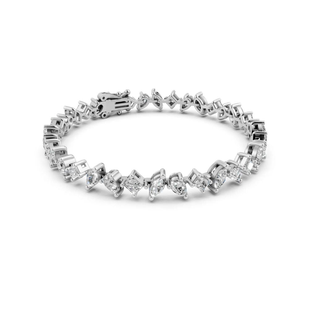 Multi-Shape Diamond Tennis Bracelet White Gold