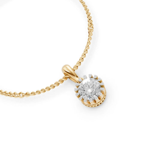 Crown Solitaire Pendant Yellow Gold