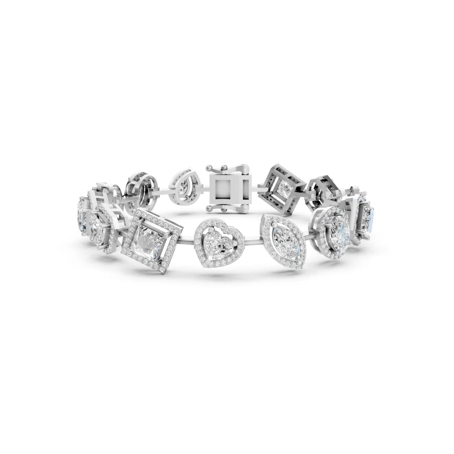 Statement Bracelet with Asscher & Fancy-Cut Diamonds White Gold