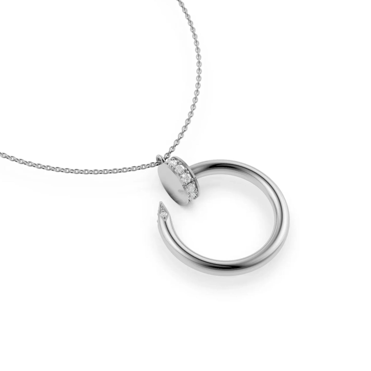 Open Circle Diamond Pendant White Gold