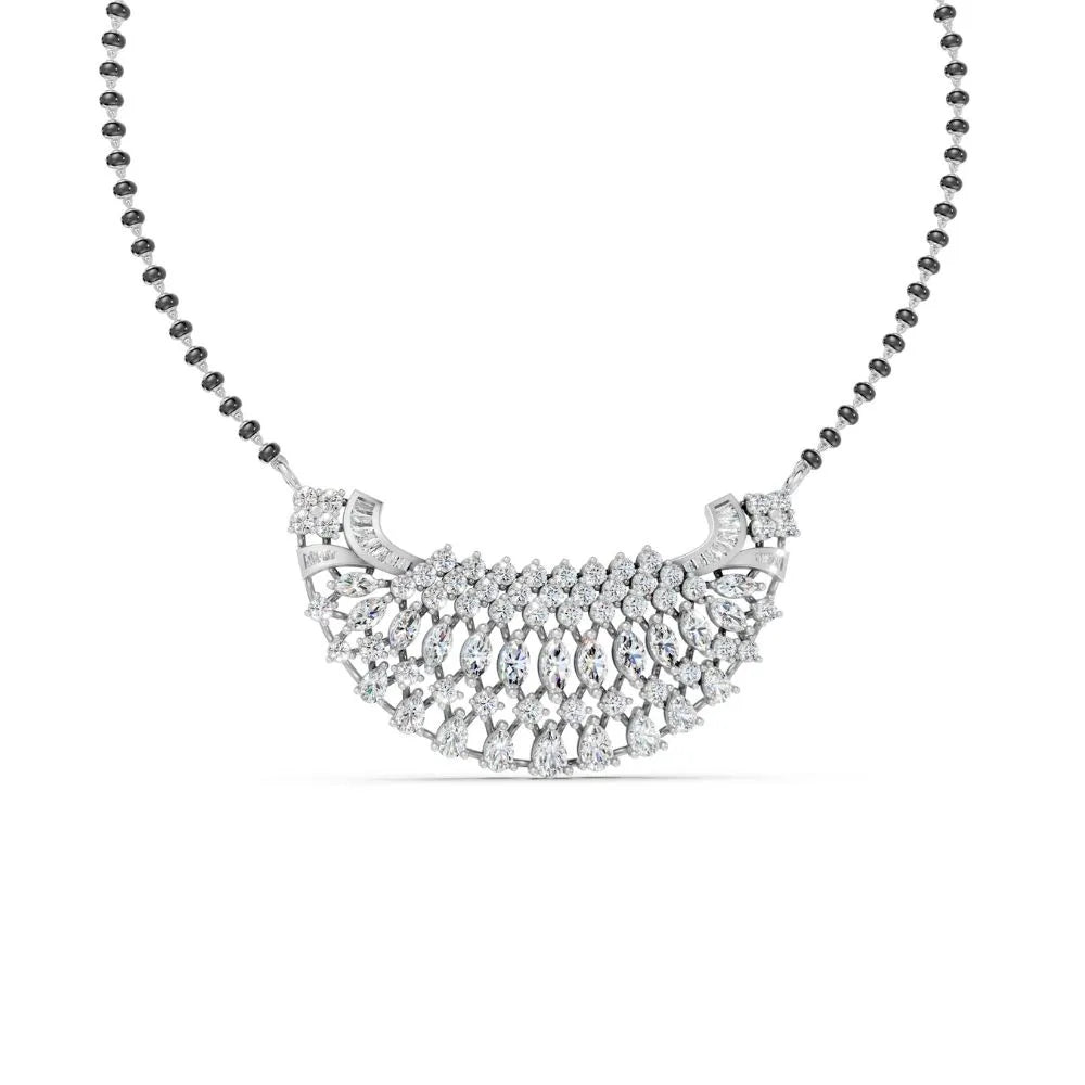 Statement Diamond Mangalsutra with Marquise & Round Accents White Gold