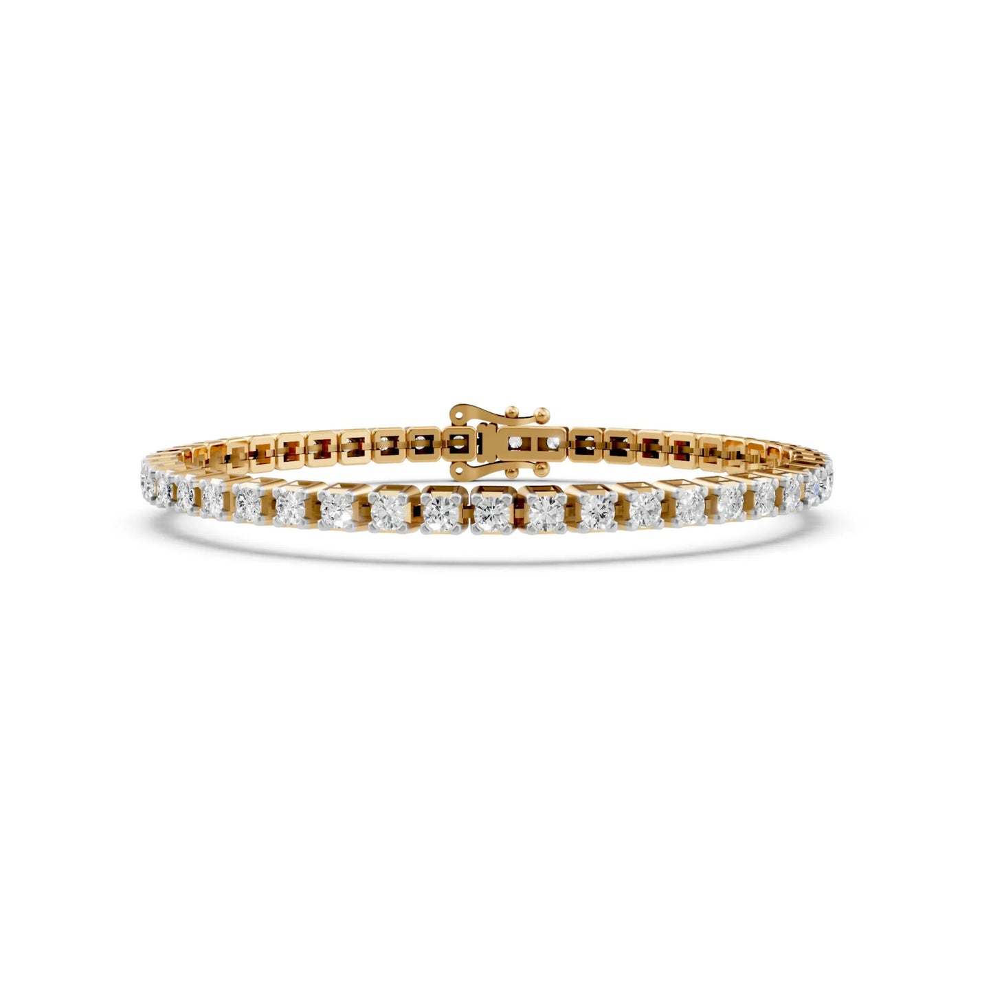 Elegant Round Diamond Tennis Bracelet Yellow Gold