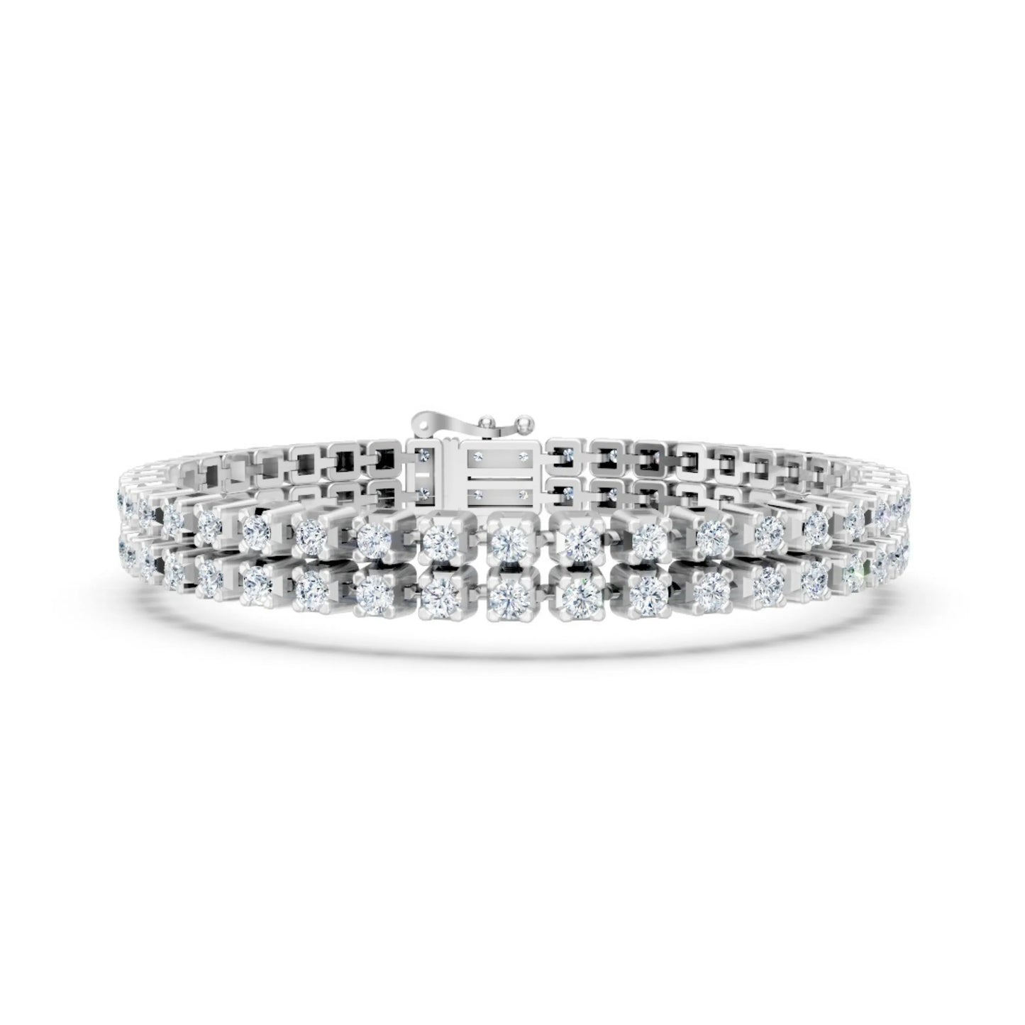 Double Row Diamond Tennis Bracelet White Gold