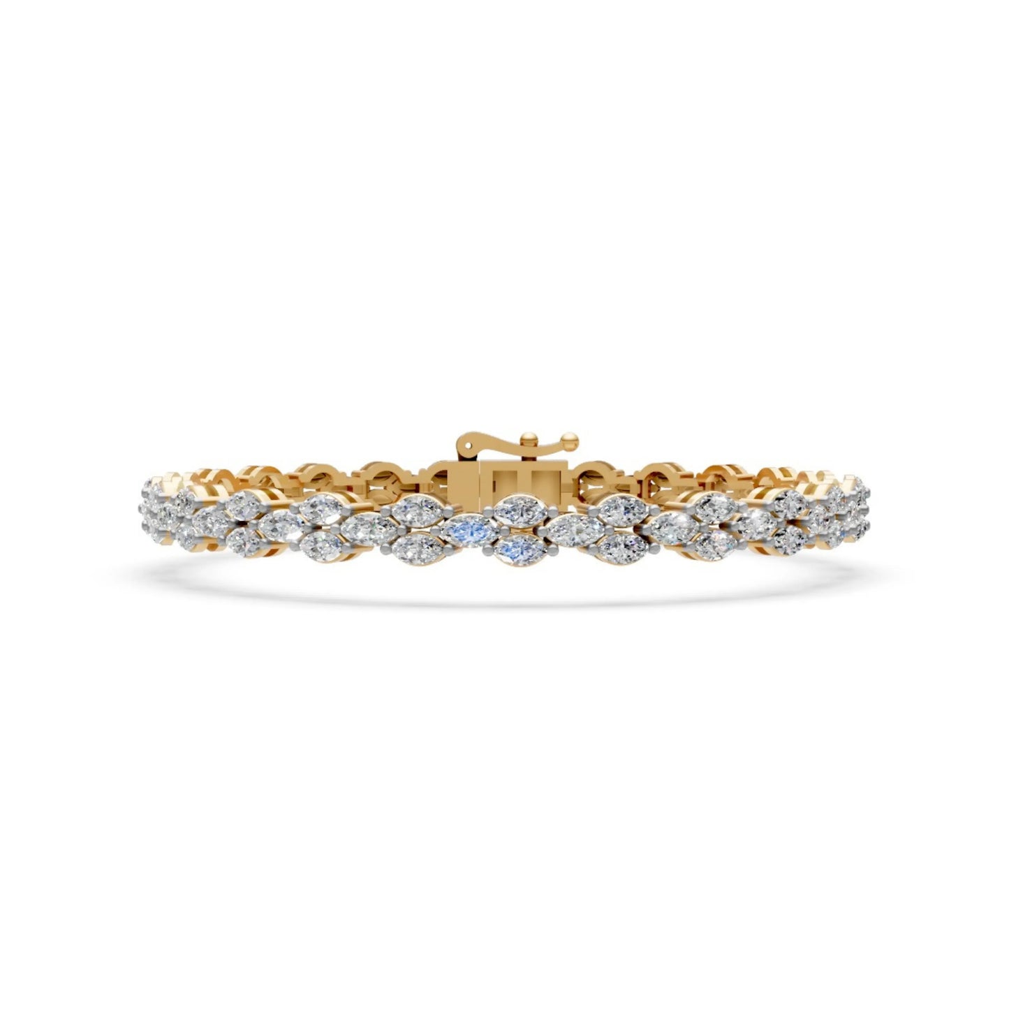 Elegant Diamond Bracelet with Marquise-Cut Stones Yellow Gold