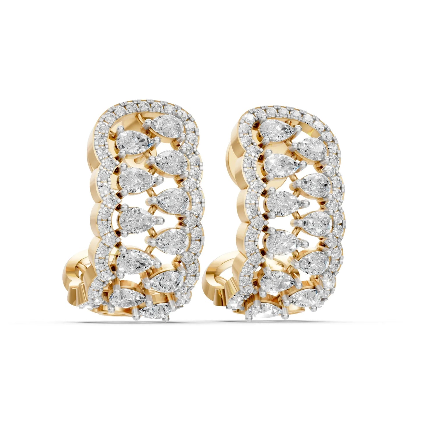 Pear Half-Hoop Earrings Yellow Gold