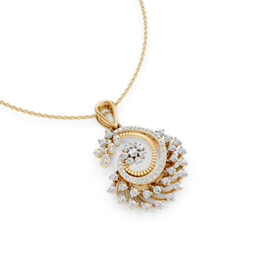 Floral Spiral Diamond Pendant Yellow Gold