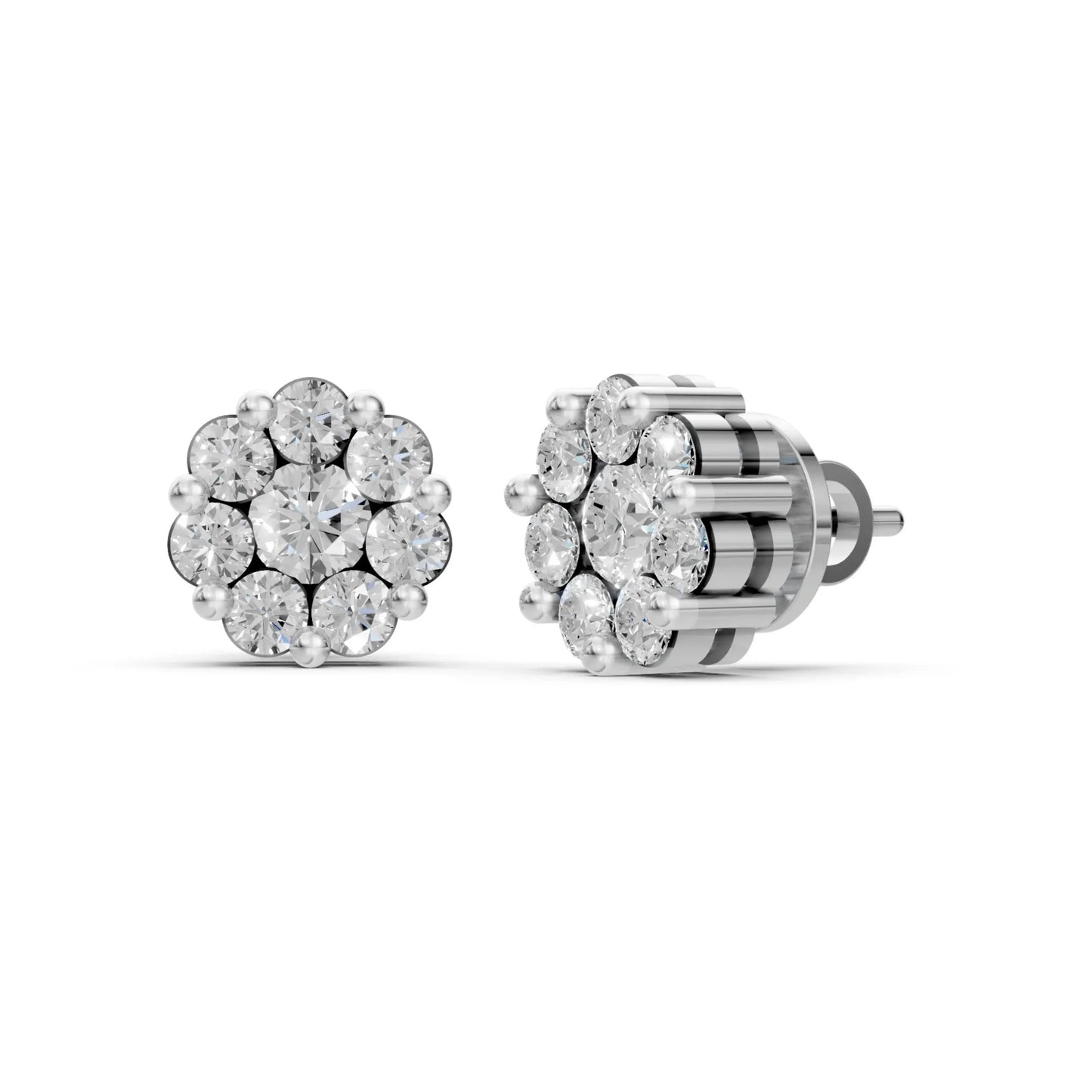 Round Diamond Earrings – Studs, Hoops & Florals White Gold